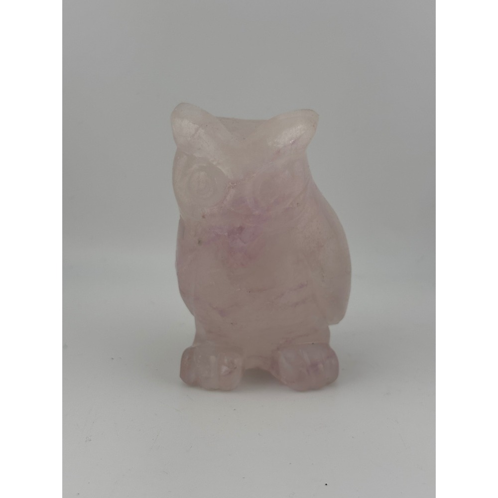 Pink Calcite Owl Carving UV Reactive